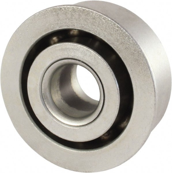 Nice - 5/16" Bore Diam, 7/8" OD, Open Unground Full Complement Radial Ball Bearing - 5/16" Wide, With Flange, 1 Row, Round Bore, 425 Lb Dynamic Capacity - Exact Tooling