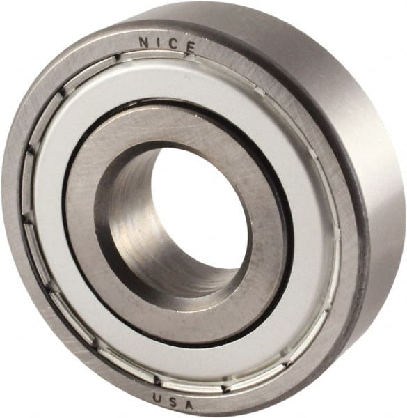Nice - 1" Bore Diam, 2" OD, Double Shield Semi Ground Extra Light Radial Ball Bearing - 9/16" Wide, 1 Row, Round Bore, 1,350 Lb Static Capacity, 1,480 Lb Dynamic Capacity - Exact Tooling