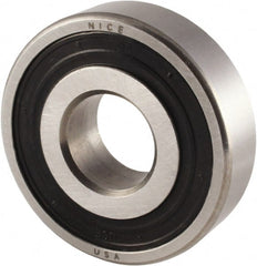 Nice - 1" Bore Diam, 2" OD, Double Seal Semi Ground Extra Light Radial Ball Bearing - 9/16" Wide, 1 Row, Round Bore, 1,350 Lb Static Capacity, 1,480 Lb Dynamic Capacity - Exact Tooling