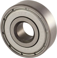 Nice - 1/2" Bore Diam, 1-3/8" OD, Double Shield Semi Ground Extra Light Radial Ball Bearing - 7/16" Wide, 1 Row, Round Bore, 850 Lb Static Capacity, 940 Lb Dynamic Capacity - Exact Tooling