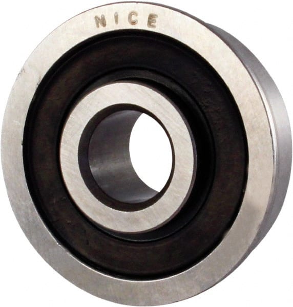 Nice - 3/8" Bore Diam, 1-1/8" OD, Double Seal Semi Ground Extra Light Radial Ball Bearing - 3/8" Wide, With Flange, 1 Row, Round Bore, 475 Lb Static Capacity, 600 Lb Dynamic Capacity - Exact Tooling