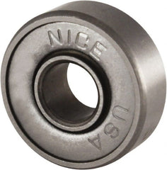 Nice - 5/16" Bore Diam, 7/8" OD, Double Shield Semi Ground Extra Light Radial Ball Bearing - 9/32" Wide, 1 Row, Round Bore, 255 Lb Static Capacity, 325 Lb Dynamic Capacity - Exact Tooling