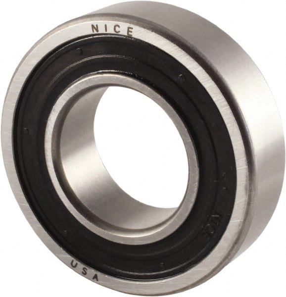 Nice - 1-1/4" Bore Diam, 2-1/2" OD, Double Seal Precision Ground Radial Ball Bearing - 5/8" Wide, 1 Row, Round Bore, 2,120 Lb Static Capacity, 3,864 Lb Dynamic Capacity - Exact Tooling