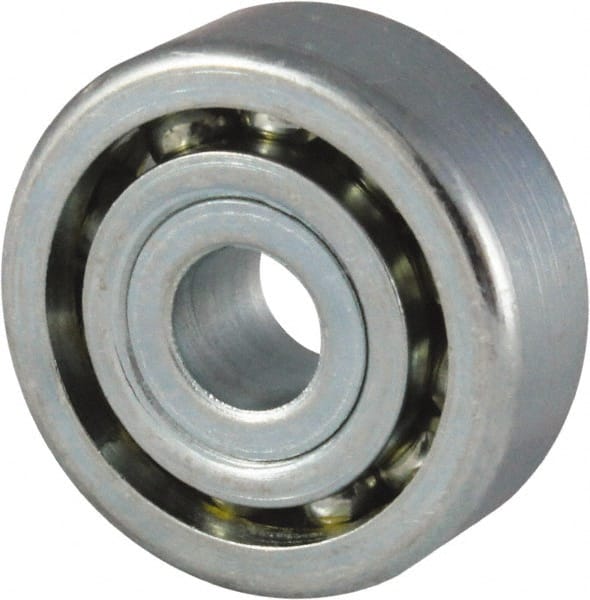 Nice - 7/16" Bore Diam, 7/8" OD, Open Unground Full Complement Radial Ball Bearing - 1/4" Wide, 1 Row, Round Bore, 445 Lb Dynamic Capacity - Exact Tooling