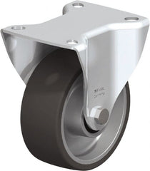 Blickle - 4" Diam x 1-37/64" Wide x 4-59/64" OAH Top Plate Mount Rigid Caster - Silicone Rubber, 220 Lb Capacity, Plain Bore Bearing, 3-15/16 x 3-3/8" Plate - Exact Tooling