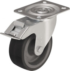 Blickle - 5" Diam x 1-37/64" Wide x 5-7/8" OAH Top Plate Mount Swivel Caster - Silicone Rubber, 264 Lb Capacity, Plain Bore Bearing, 3-15/16 x 3-3/8" Plate - Exact Tooling