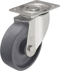 Blickle - 4" Diam x 1-3/16" Wide x 4-59/64" OAH Top Plate Mount Swivel Caster - Heat-Resistant Nylon, 330 Lb Capacity, Plain Bore Bearing, 3-15/16 x 3-3/8" Plate - Exact Tooling