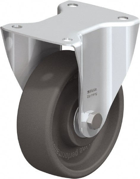 Blickle - 6" Diam x 2" Wide x 7-1/2" OAH Top Plate Mount Rigid Caster - Heat-Resistant Nylon, 770 Lb Capacity, Ball Bearing, 5-1/2 x 4-3/8" Plate - Exact Tooling