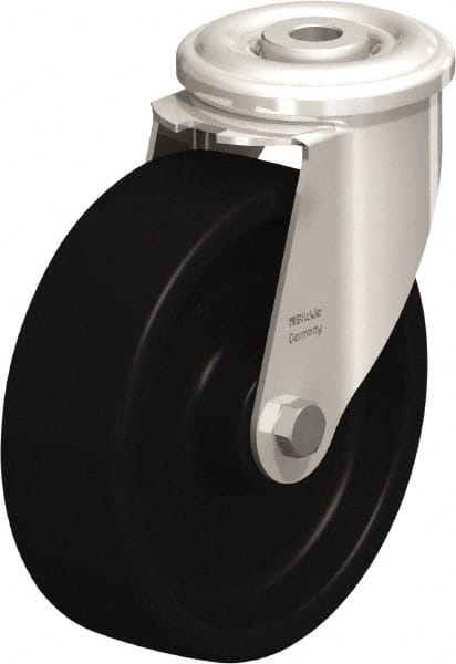 Blickle - 5" Diam x 1-37/64" Wide x 5-29/32" OAH Hollow Kingpin Mount Swivel Caster - Heat-Resistant Phenolic Resin, 330 Lb Capacity, Plain Bore Bearing, Hollow Kingpin Stem - Exact Tooling