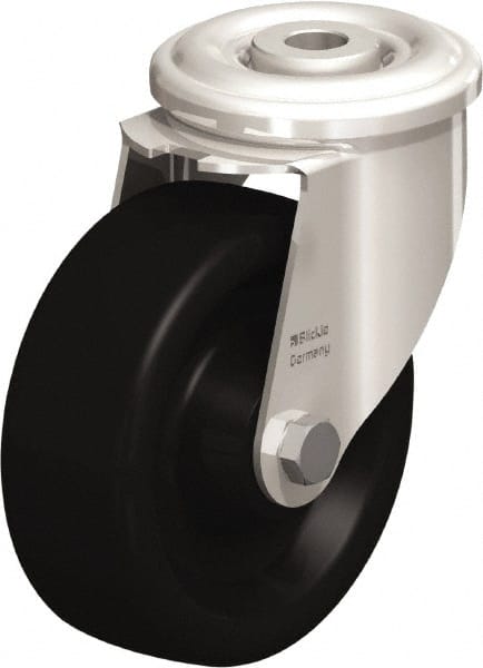 Blickle - 4" Diam x 1-1/2" Wide x 4-59/64" OAH Hollow Kingpin Mount Swivel Caster - Heat-Resistant Phenolic Resin, 330 Lb Capacity, Plain Bore Bearing, Hollow Kingpin Stem - Exact Tooling