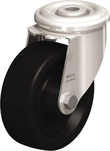 Blickle - 4" Diam x 1-1/2" Wide x 4-59/64" OAH Hollow Kingpin Mount Swivel Caster - Heat-Resistant Phenolic Resin, 330 Lb Capacity, Plain Bore Bearing, Hollow Kingpin Stem - Exact Tooling