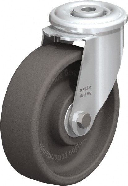Blickle - 5" Diam x 1-3/16" Wide x 5-7/8" OAH Hollow Kingpin Mount Swivel Caster - Heat-Resistant Nylon, 330 Lb Capacity, Ball Bearing, Hollow Kingpin Stem - Exact Tooling