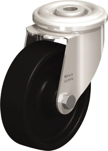 Blickle - 4" Diam x 1-3/16" Wide x 4-59/64" OAH Hollow Kingpin Mount Swivel Caster - Heat-Resistant Phenolic Resin, 275 Lb Capacity, Plain Bore Bearing, Hollow Kingpin Stem - Exact Tooling