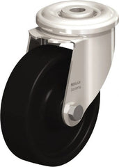 Blickle - 4" Diam x 1-3/16" Wide x 4-59/64" OAH Hollow Kingpin Mount Swivel Caster - Heat-Resistant Phenolic Resin, 275 Lb Capacity, Plain Bore Bearing, Hollow Kingpin Stem - Exact Tooling