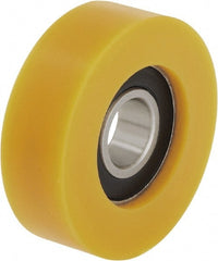 Blickle - 50mm Diameter x 15mm Wide, Polyurethane-Elastomer Blickle Extrathane Caster Wheel - 132 Lb. Capacity, 25mm Axle Diameter, Ball Bearing - Exact Tooling
