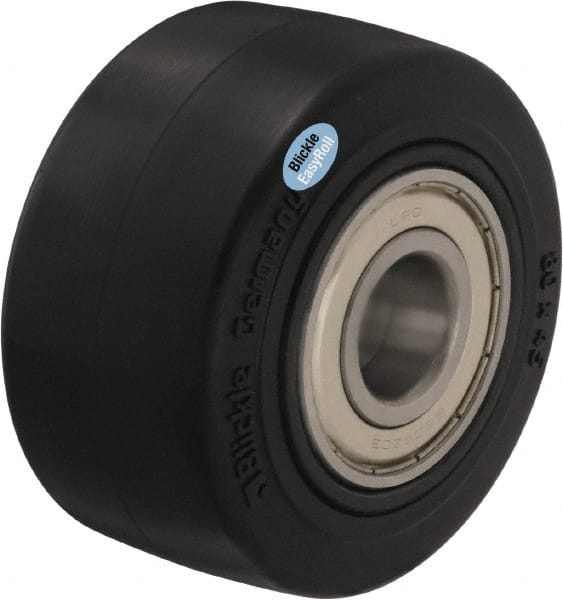 Blickle - 4 Inch Diameter x 1-49/64 Inch Wide, Solid Rubber Caster Wheel - 594 Lb. Capacity, 25/32 Inch Axle Diameter, Ball Bearing - Exact Tooling
