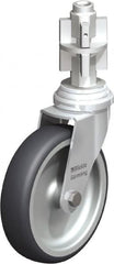 Blickle - 4" Diam x 63/64" Wide x 4-7/8" OAH Metal Expander Mount Swivel Caster - Rubber Elastomer (TPE), 154 Lb Capacity, Plain Bore Bearing, Metal Expander Stem - Exact Tooling