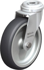 Blickle - 4" Diam x 63/64" Wide x 4-49/64" OAH Hollow Kingpin Mount Swivel Caster - Rubber Elastomer (TPE), 154 Lb Capacity, Plain Bore Bearing, Hollow Kingpin Stem - Exact Tooling