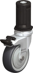Blickle - 3" Diam x 63/64" Wide x 4" OAH Stem Mount Swivel Caster with Brake - Rubber Elastomer (TPE), 165 Lb Capacity, Ball Bearing, Round Stem - Exact Tooling
