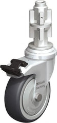 Blickle - 3" Diam x 63/64" Wide x 4" OAH Metal Expander Mount Swivel Caster with Brake - Rubber Elastomer (TPE), 165 Lb Capacity, Ball Bearing, Metal Expander Stem - Exact Tooling