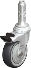Blickle - 3" Diam x 63/64" Wide x 4" OAH Metal Expander Mount Swivel Caster with Brake - Rubber Elastomer (TPE), 165 Lb Capacity, Ball Bearing, Metal Expander Stem - Exact Tooling