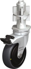 Blickle - 3" Diam x 63/64" Wide x 4" OAH Metal Expander Mount Swivel Caster with Brake - Rubber Elastomer (TPE), 110 Lb Capacity, Ball Bearing, Metal Expander Stem - Exact Tooling