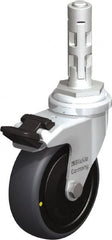 Blickle - 3" Diam x 63/64" Wide x 4" OAH Metal Expander Mount Swivel Caster with Brake - Rubber Elastomer (TPE), 110 Lb Capacity, Ball Bearing, Metal Expander Stem - Exact Tooling