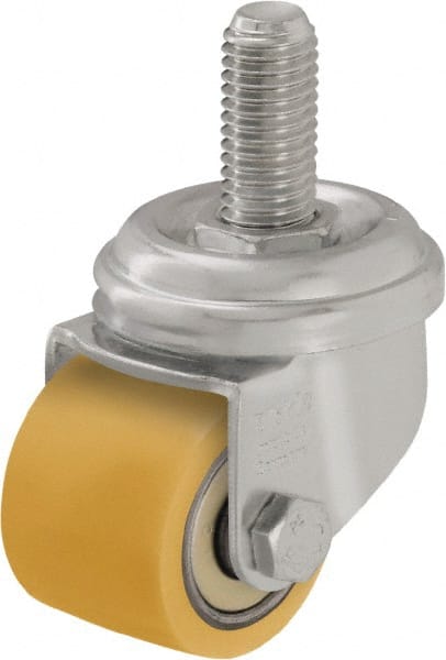 Blickle - 1-1/2" Diam x 1-1/16" Wide x 2" OAH Stem Mount Swivel Caster - Polyurethane-Elastomer Blickle Extrathane, 176 Lb Capacity, Ball Bearing, 3/8" Threaded Stem - Exact Tooling