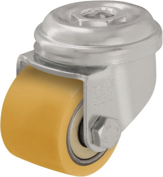 Blickle - 1-1/2" Diam x 1-1/16" Wide x 2" OAH Hollow Kingpin Mount Swivel Caster - Polyurethane-Elastomer Blickle Extrathane, 220 Lb Capacity, Ball Bearing, Hollow Kingpin Stem - Exact Tooling
