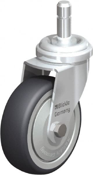 Blickle - 3" Diam x 63/64" Wide x 3-55/64" OAH Stem Mount Swivel Caster - Rubber Elastomer (TPE), 165 Lb Capacity, Ball Bearing, Friction Stem - Exact Tooling