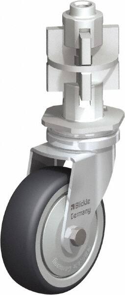 Blickle - 3" Diam x 63/64" Wide x 4" OAH Metal Expander Mount Swivel Caster - Rubber Elastomer (TPE), 165 Lb Capacity, Ball Bearing, Metal Expander Stem - Exact Tooling