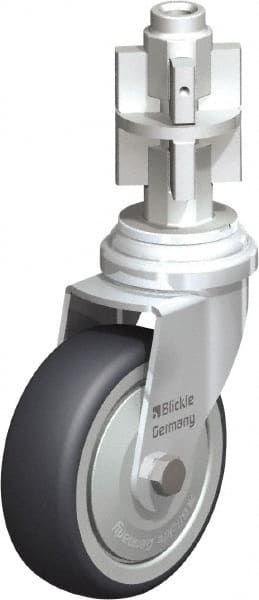 Blickle - 3" Diam x 63/64" Wide x 4" OAH Metal Expander Mount Swivel Caster - Rubber Elastomer (TPE), 165 Lb Capacity, Ball Bearing, Metal Expander Stem - Exact Tooling