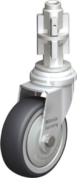 Blickle - 3" Diam x 63/64" Wide x 4" OAH Metal Expander Mount Swivel Caster - Rubber Elastomer (TPE), 165 Lb Capacity, Ball Bearing, Metal Expander Stem - Exact Tooling