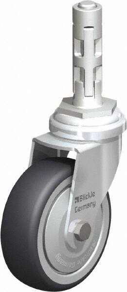 Blickle - 3" Diam x 63/64" Wide x 4" OAH Metal Expander Mount Swivel Caster - Rubber Elastomer (TPE), 165 Lb Capacity, Ball Bearing, Metal Expander Stem - Exact Tooling