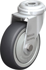 Blickle - 3" Diam x 63/64" Wide x 3-27/32" OAH Hollow Kingpin Mount Swivel Caster - Rubber Elastomer (TPE), 165 Lb Capacity, Ball Bearing, Hollow Kingpin Stem - Exact Tooling