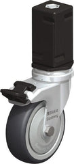 Blickle - 3" Diam x 63/64" Wide x 4" OAH Stem Mount Swivel Caster with Brake - Rubber Elastomer (TPE), 165 Lb Capacity, Ball Bearing, Square Stem - Exact Tooling