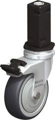 Blickle - 3" Diam x 63/64" Wide x 4" OAH Stem Mount Swivel Caster with Brake - Rubber Elastomer (TPE), 165 Lb Capacity, Ball Bearing, Square Stem - Exact Tooling