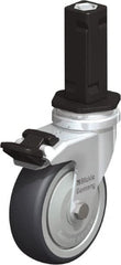 Blickle - 3" Diam x 63/64" Wide x 4" OAH Stem Mount Swivel Caster with Brake - Rubber Elastomer (TPE), 165 Lb Capacity, Ball Bearing, Square Stem - Exact Tooling