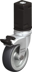 Blickle - 3" Diam x 63/64" Wide x 4" OAH Stem Mount Swivel Caster with Brake - Rubber Elastomer (TPE), 165 Lb Capacity, Plain Bore Bearing, Square Stem - Exact Tooling
