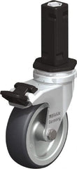 Blickle - 3" Diam x 63/64" Wide x 4" OAH Stem Mount Swivel Caster with Brake - Rubber Elastomer (TPE), 165 Lb Capacity, Plain Bore Bearing, Square Stem - Exact Tooling