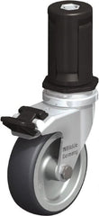 Blickle - 3" Diam x 63/64" Wide x 4" OAH Stem Mount Swivel Caster with Brake - Rubber Elastomer (TPE), 165 Lb Capacity, Plain Bore Bearing, Round Stem - Exact Tooling