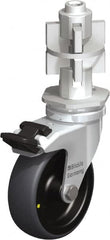 Blickle - 3" Diam x 63/64" Wide x 4" OAH Metal Expander Mount Swivel Caster with Brake - Rubber Elastomer (TPE), 110 Lb Capacity, Plain Bore Bearing, Metal Expander Stem - Exact Tooling