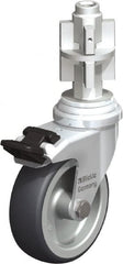 Blickle - 3" Diam x 63/64" Wide x 4" OAH Metal Expander Mount Swivel Caster with Brake - Rubber Elastomer (TPE), 165 Lb Capacity, Plain Bore Bearing, Metal Expander Stem - Exact Tooling