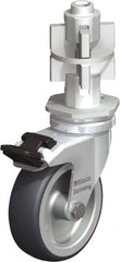 Blickle - 3" Diam x 63/64" Wide x 4" OAH Metal Expander Mount Swivel Caster with Brake - Rubber Elastomer (TPE), 165 Lb Capacity, Plain Bore Bearing, Metal Expander Stem - Exact Tooling