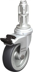Blickle - 3" Diam x 63/64" Wide x 4" OAH Metal Expander Mount Swivel Caster with Brake - Rubber Elastomer (TPE), 165 Lb Capacity, Plain Bore Bearing, Metal Expander Stem - Exact Tooling