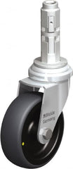 Blickle - 3" Diam x 63/64" Wide x 4" OAH Metal Expander Mount Swivel Caster - Rubber Elastomer (TPE), 110 Lb Capacity, Plain Bore Bearing, Metal Expander Stem - Exact Tooling