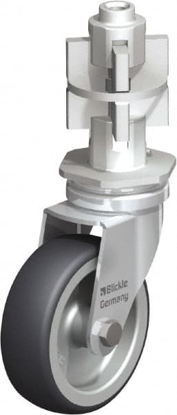 Blickle - 3" Diam x 63/64" Wide x 4" OAH Metal Expander Mount Swivel Caster - Rubber Elastomer (TPE), 165 Lb Capacity, Plain Bore Bearing, Metal Expander Stem - Exact Tooling
