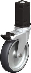 Blickle - 4" Diam x 63/64" Wide x 4-7/8" OAH Stem Mount Swivel Caster with Brake - Rubber Elastomer (TPE), 154 Lb Capacity, Plain Bore Bearing, Square Stem - Exact Tooling