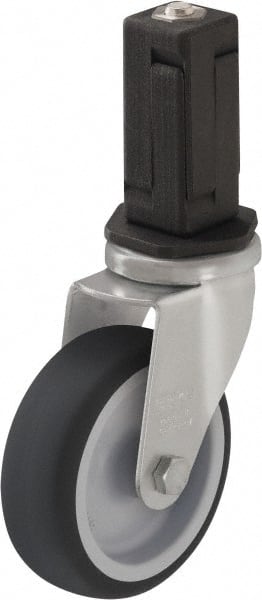 Blickle - 3" Diam x 63/64" Wide x 3-55/64" OAH Stem Mount Swivel Caster - Rubber Elastomer (TPE), 165 Lb Capacity, Ball Bearing, 3/8" Threaded Stem - Exact Tooling