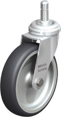 Blickle - 4" Diam x 63/64" Wide x 4-49/64" OAH Stem Mount Swivel Caster - Rubber Elastomer (TPE), 154 Lb Capacity, Plain Bore Bearing, Friction Stem - Exact Tooling
